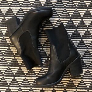 Chunky heel black sock boots